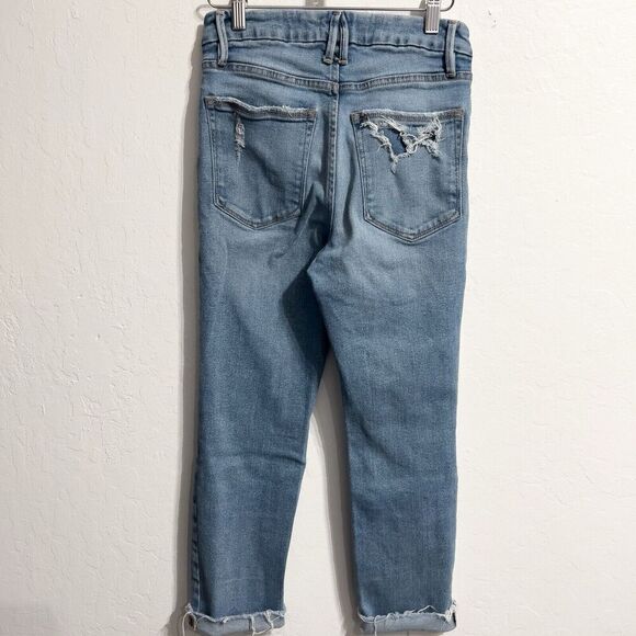 Good American Jeans 2 27 Straight Slim Denim Women Blue Stretch Raw Hem High - Picture 6 of 9